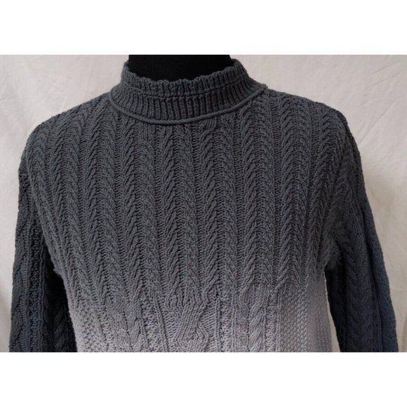 By Anthropologie Womens Large Green Colorblock Cable Knit Long Sleeve Sweater - Picture 3 of 11